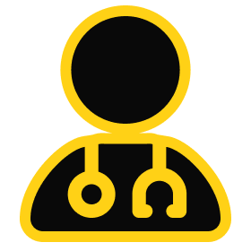 Icon of a healthcare professional with a stethoscope, representing medical services and health care.