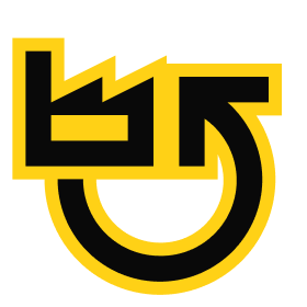 Logo design featuring a stylized letter "B" combined with an arrow, using a bold black and yellow color scheme, symbolizing movement and progress.