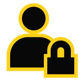Icon representing user privacy and security, featuring a silhouette of a person alongside a padlock symbol, emphasizing the importance of safeguarding personal information.