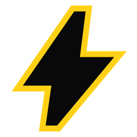 Black and yellow lightning bolt icon, symbolizing energy and power, suitable for technology or energy-related content.