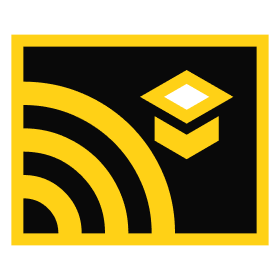 Icon depicting online education, featuring a graduation cap and wireless signal, symbolizing digital learning and connectivity.