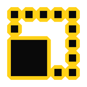 Geometric design featuring a yellow border with squares and rectangles, symbolizing structure and creativity in graphic design.