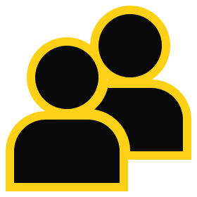 Icon representing two people, used to symbolize community, teamwork, or social interaction.