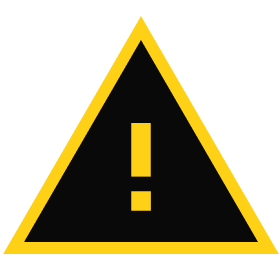 Warning sign with a yellow triangular shape and an exclamation mark in the center, indicating caution or alertness.