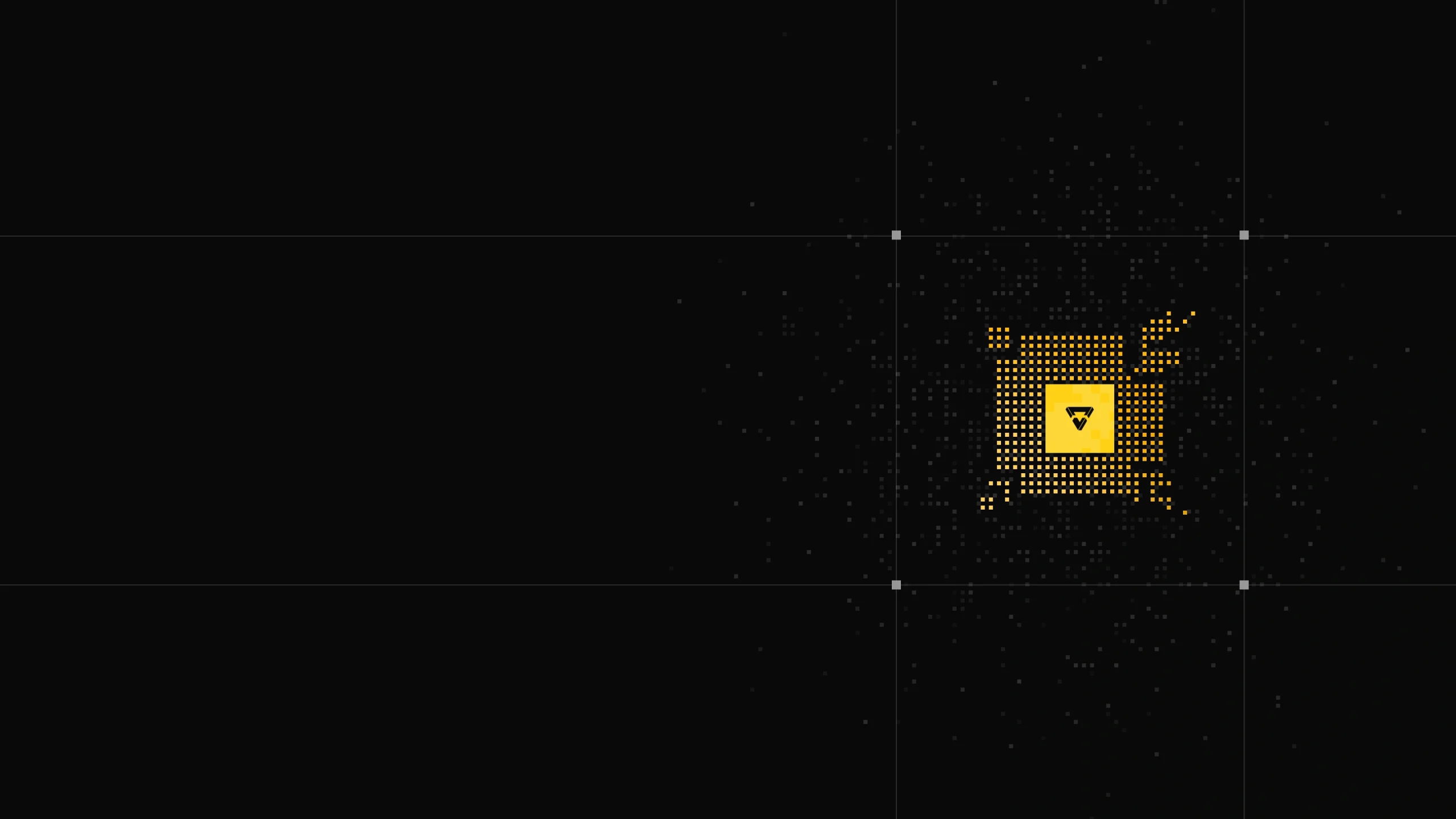Abstract digital design featuring a central yellow icon on a black background, representing technology and innovation. The grid pattern enhances the modern aesthetic, suitable for themes related to cybersecurity or digital solutions.