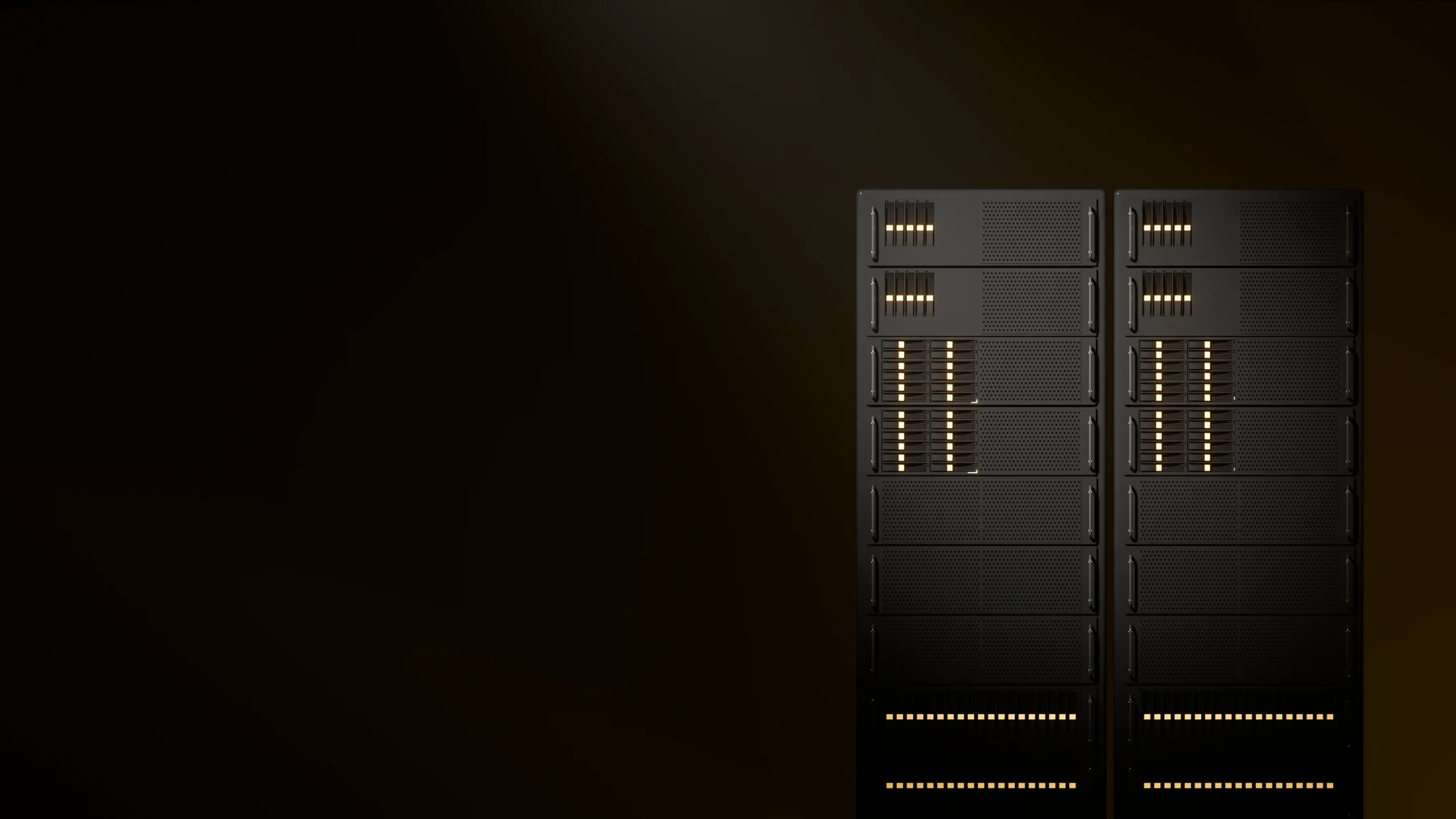 Black data server rack with illuminated indicators against a dark background, showcasing a modern design for efficient data storage and management.