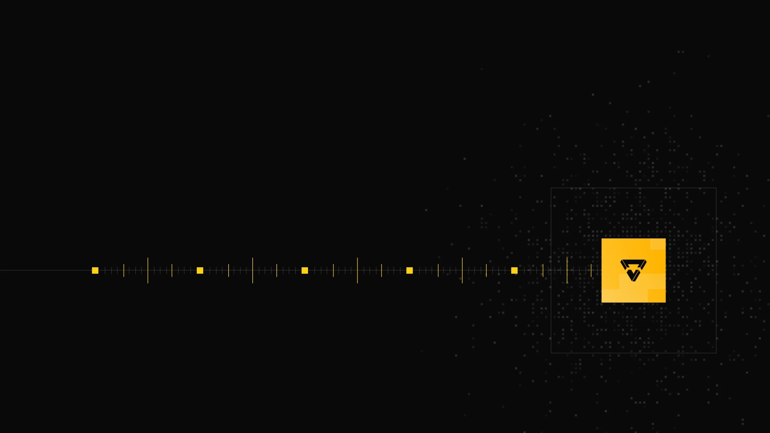 Graphic representation of a digital sound wave, featuring a dark background with a series of yellow dots aligned horizontally, illustrating audio frequency patterns and amplitude variations.