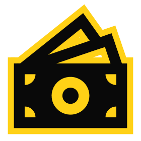 Illustration of cash bills in black and yellow, representing money and financial transactions.