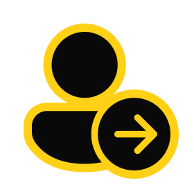 User profile icon with an arrow pointing right, symbolizing account access or user navigation.