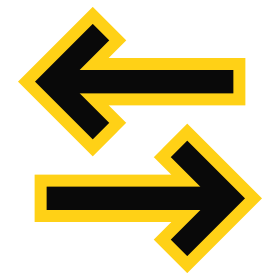 Yellow and black arrows indicating exchange or transfer, representing movement or direction.